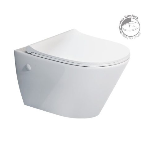 אסלה תלויה מונאליס 55 רימלס + מושב הידראולי Monalis Rimless WC