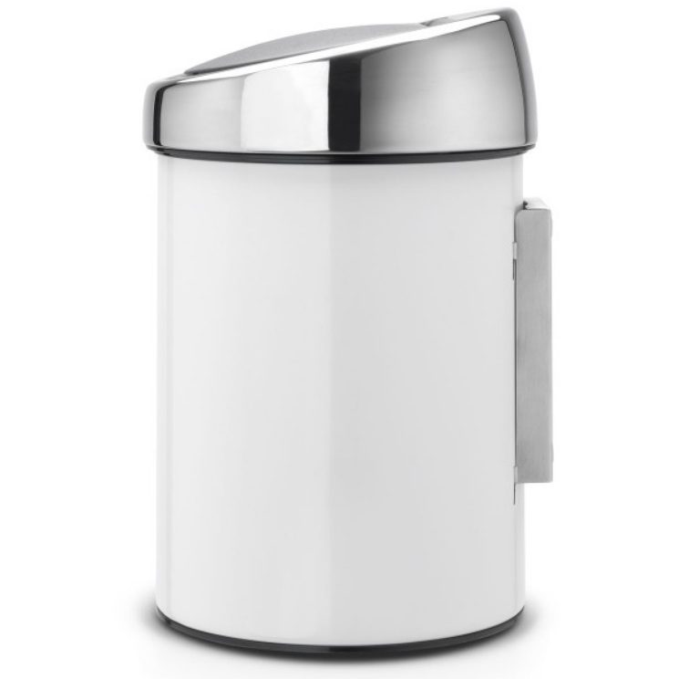 סט לשירותים עם פח נתלה Brabantia: פח טאץ נתלה 3 ליטר + מברשת אסלה קונית + מתקן קיר לנייר טואלט ברבנטיה