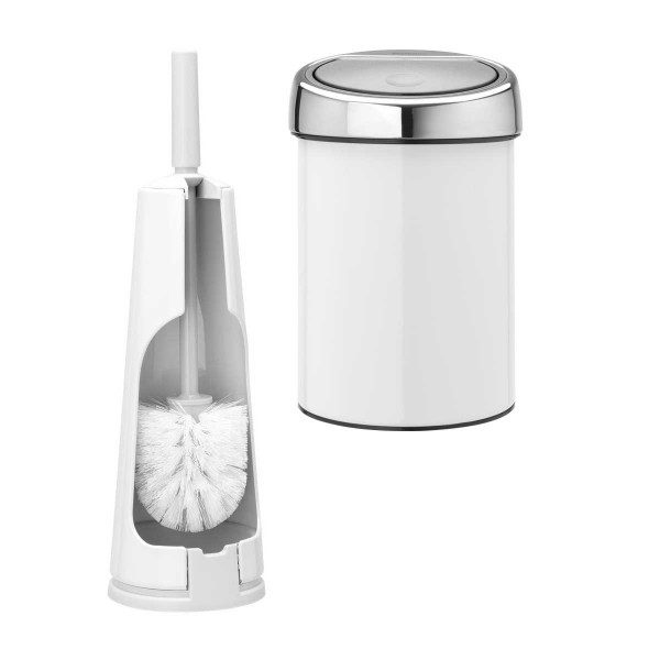 סט לשירותים עם פח נתלה Brabantia: פח טאץ נתלה 3 ליטר + מברשת אסלה לקונית