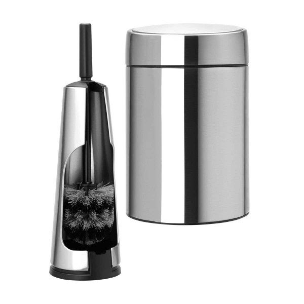 סט לשירותים עם פח נתלה Brabantia: פח סלייד נתלה 5 ליטר + מברשת אסלה קונית ברבנטיה